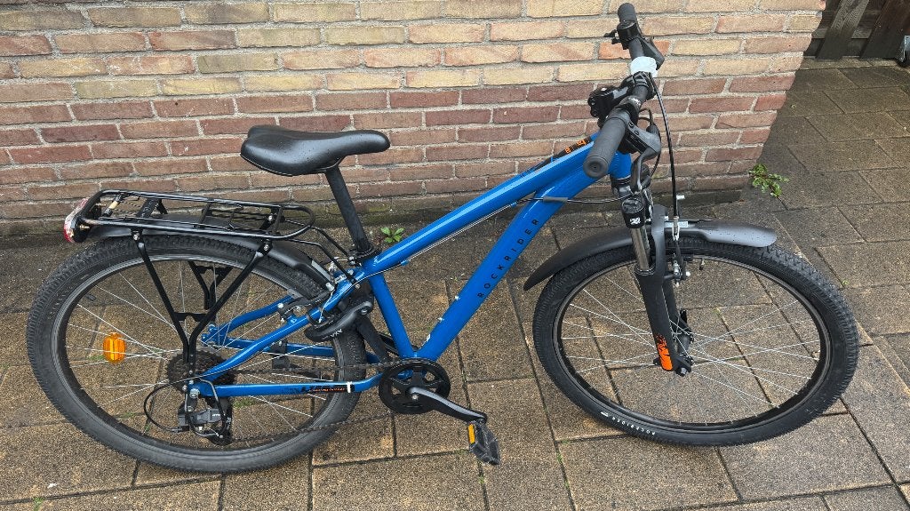 Blauwe 26” Rockrider ST500 jongensfiets, Gebruikt, Velgrem, Versnellingen, Rockrider