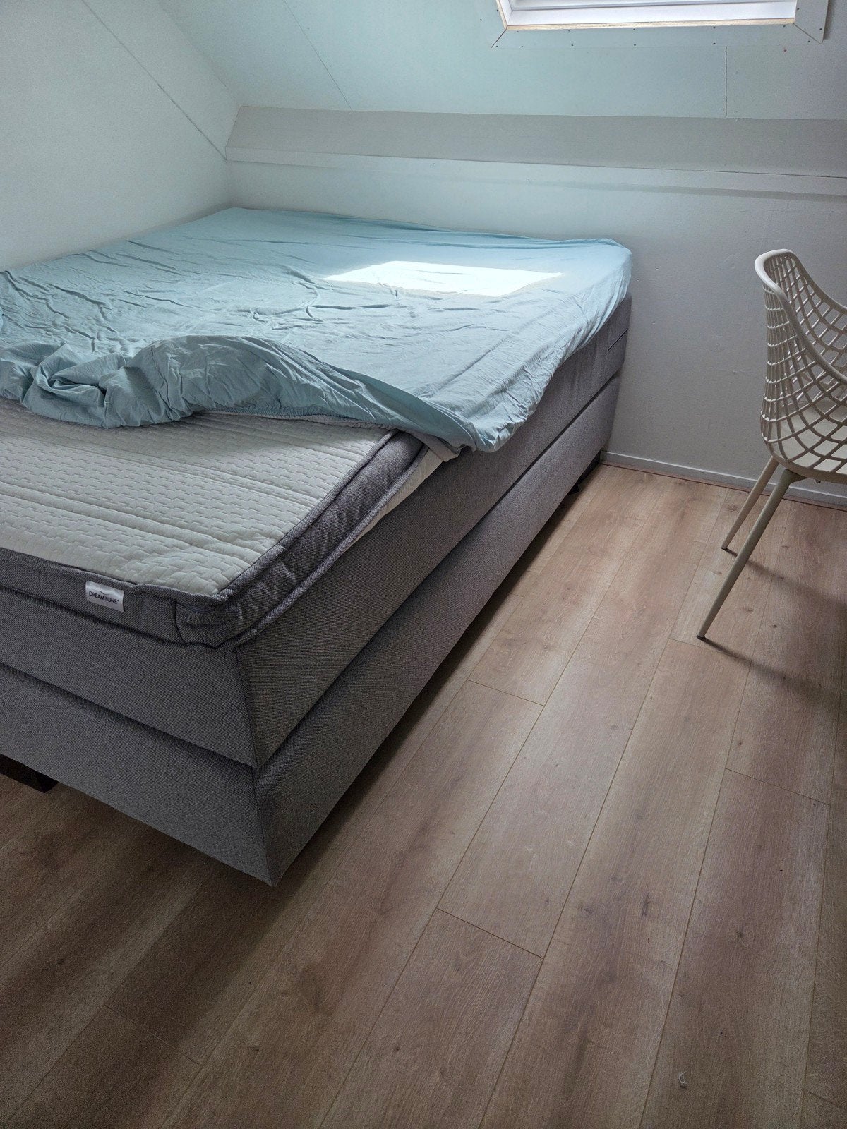 160x200 boxspring.  2 hardheden., Ophalen, Tweepersoons, 160 cm, Stof