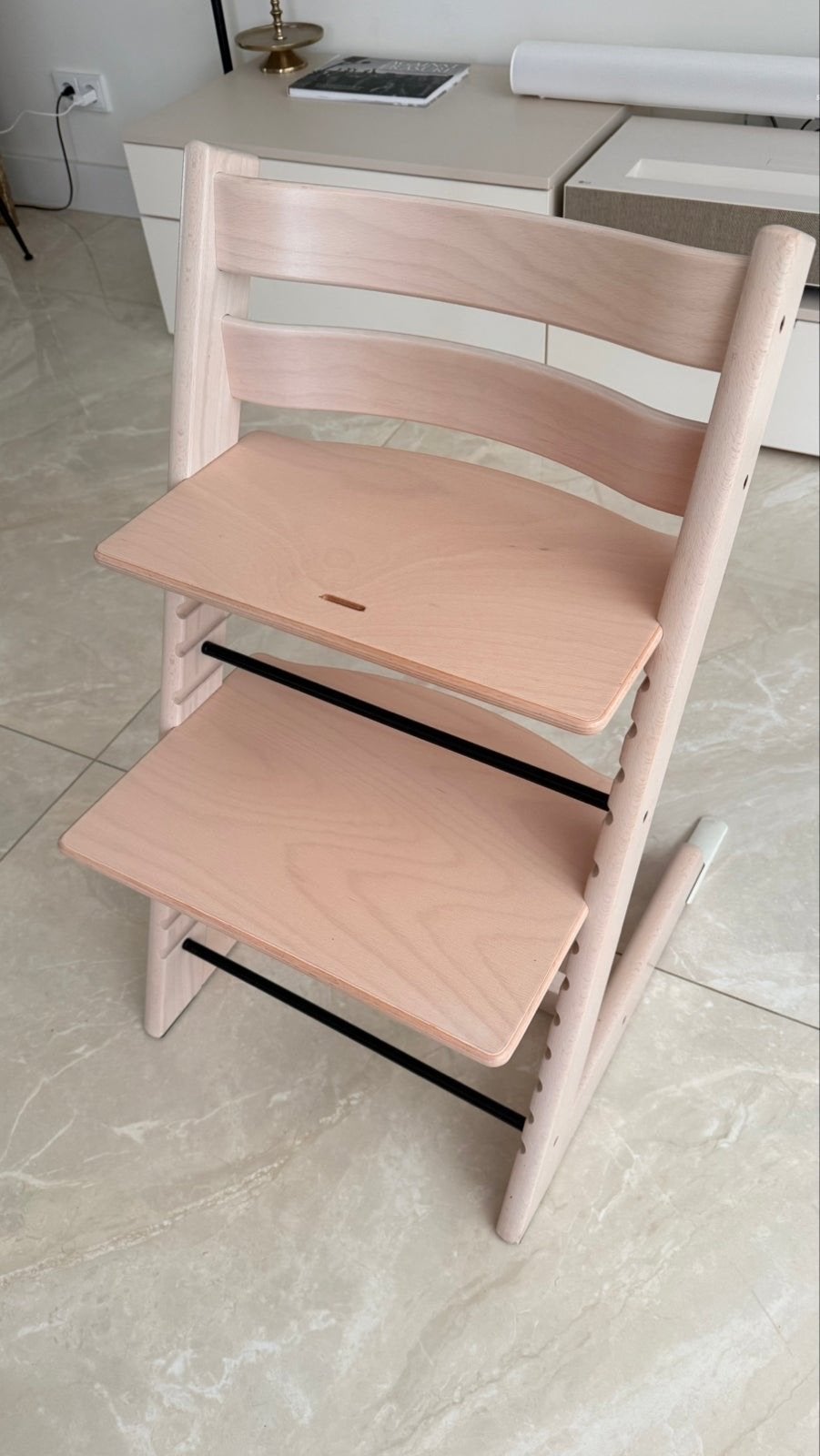 Stokke Tripp Trapp kinderstoel - Naturel hout, Ophalen, Zo goed als nieuw, Meegroeistoel, Aanschuifbaar