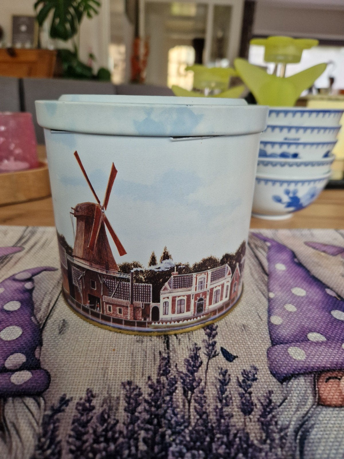 Vintage blikken trommel Museum de 5000 Morgen Hoogeveen, Ophalen of Verzenden, Gebruikt, Koek(jes), Overige merken