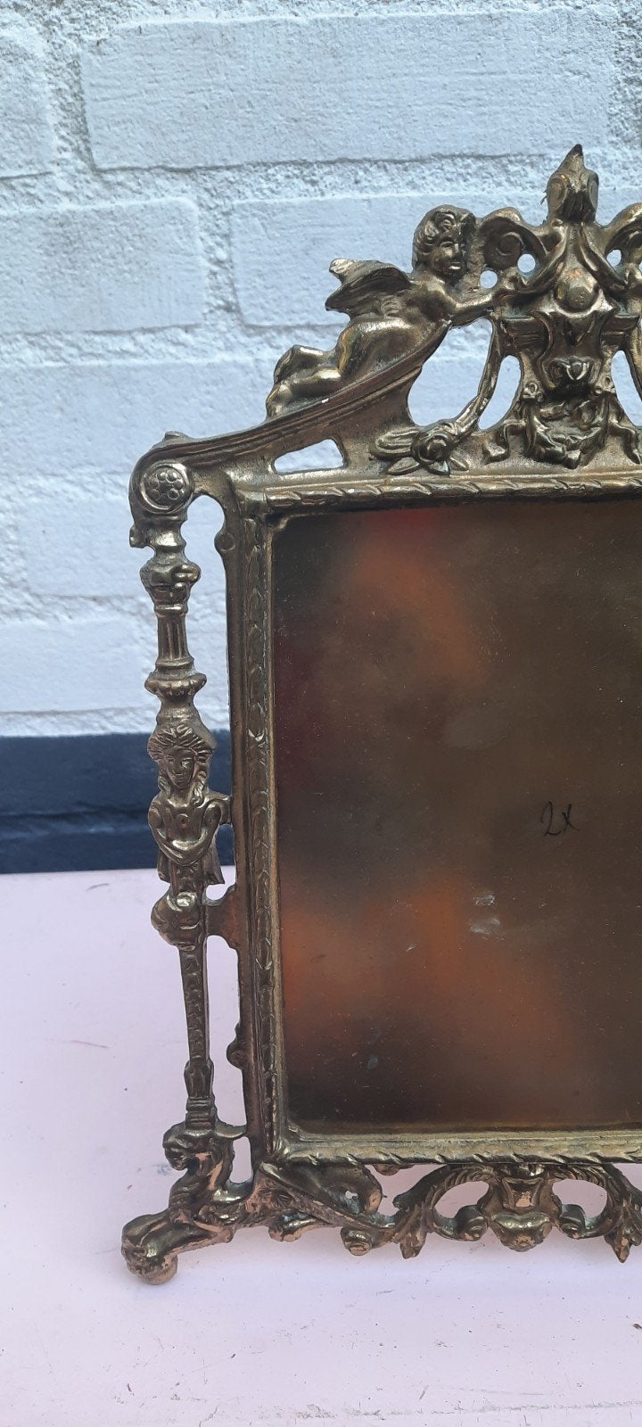 Antieke Bronzen Fotolijst met Engeltjes, Antiek en Kunst, Ophalen of Verzenden