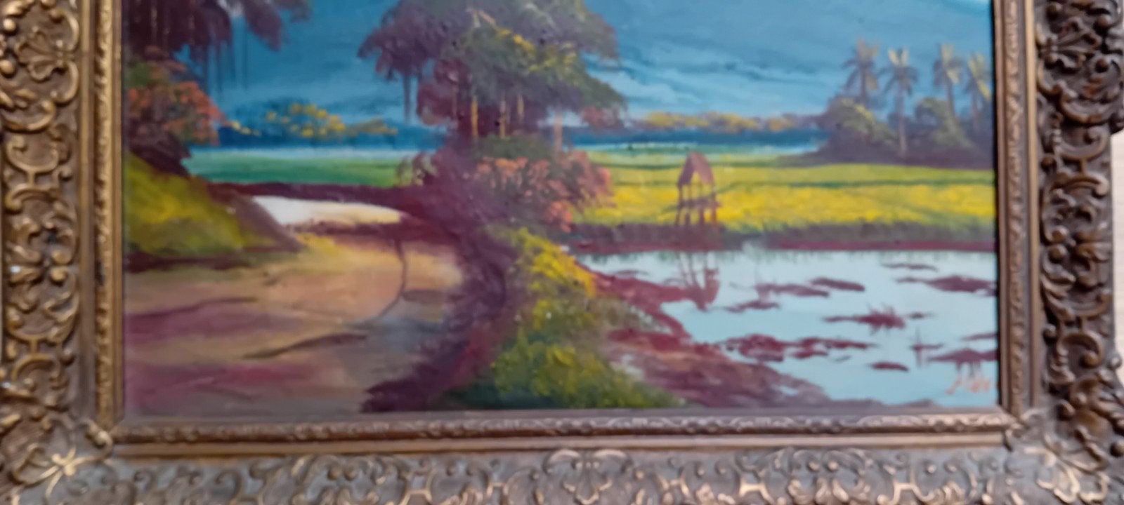 Indonesisch schilderij 'Mooi Indië' – S. Wenie (Solo Java ), Antiek en Kunst, Ophalen of Verzenden