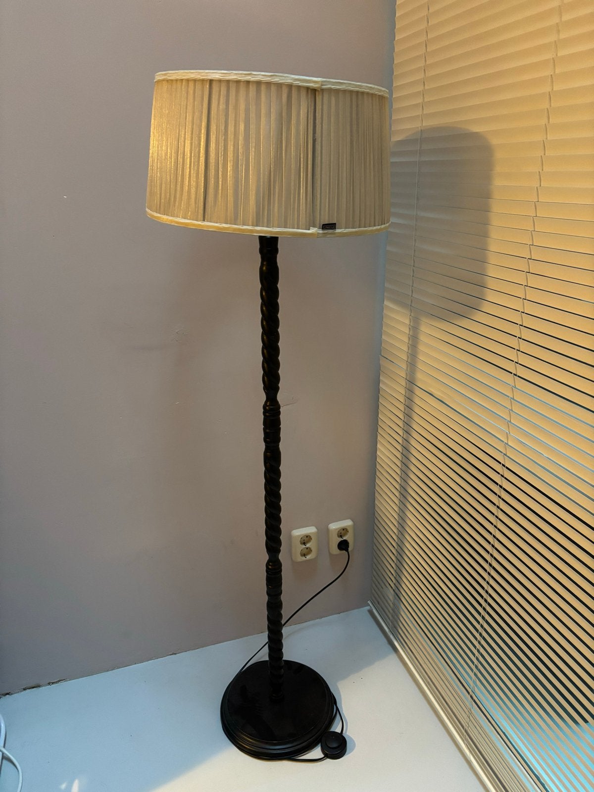 Elegante staande lamp met stoffen kap, Ophalen, Gebruikt, E27 (groot), 150 tot 200 cm