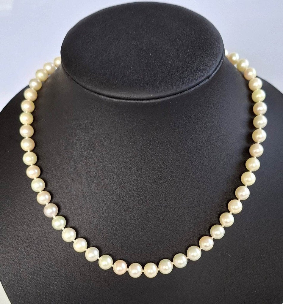 Prachtig 14-KT Goud Akoya Zoutwater Parel Ketting 44 CM, Ophalen of Verzenden, Goud, Ketting, Met edelsteen