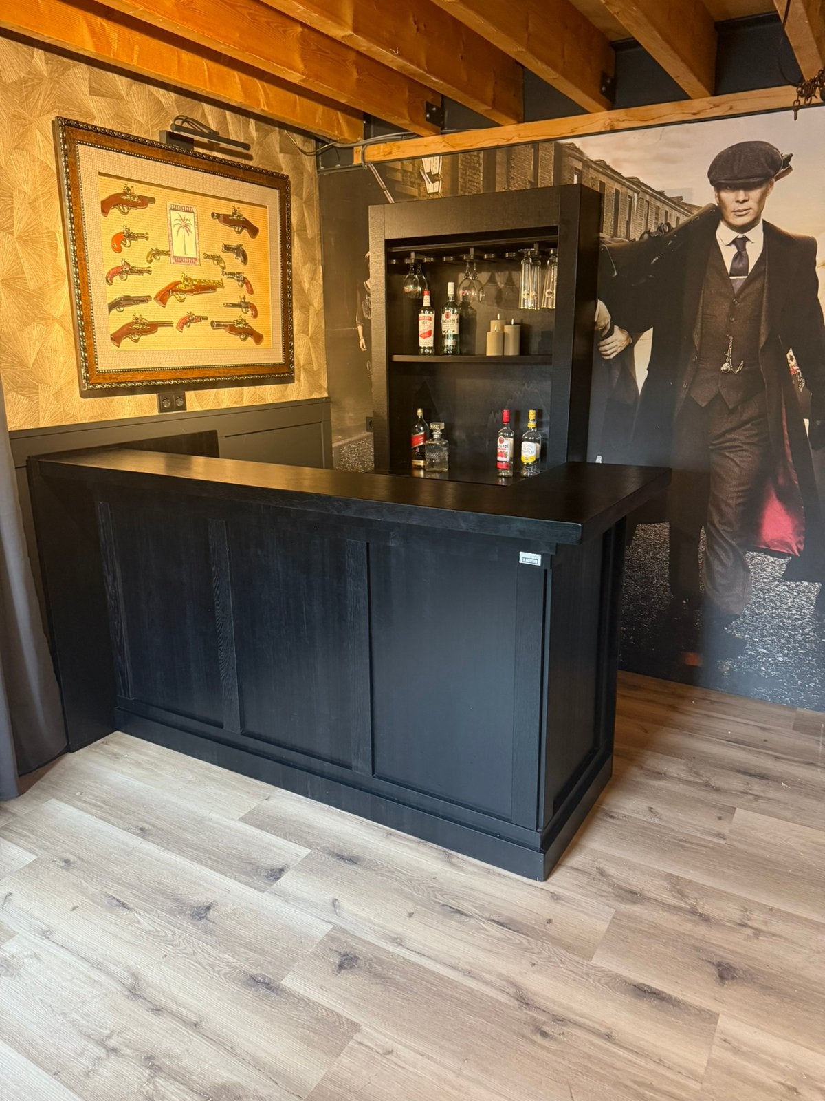 Chique bar set zwart man cave overkapping cafe kroeg barkast, Ophalen of Verzenden, Zo goed als nieuw