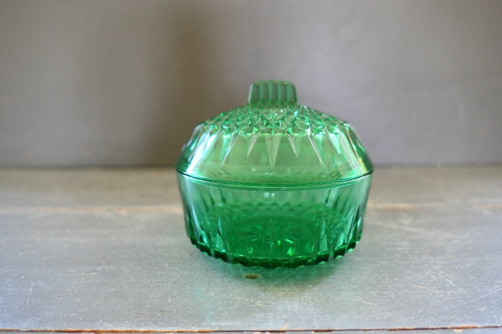 Vintage Arcoroc France schaaltje met deksel groen glas, Verzenden