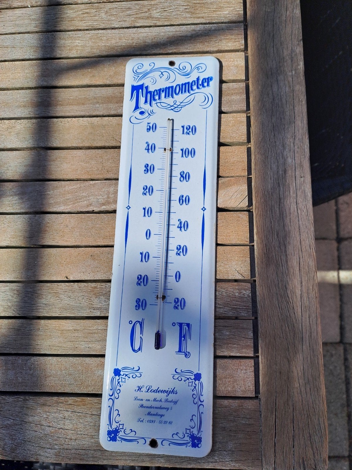 Thermometer Emaille vintage Lodewijks Mantinge zie foto's, Ophalen of Verzenden