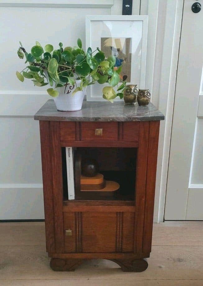Art deco nachtkastje marmer vintage nachtkastje kastje, Ophalen