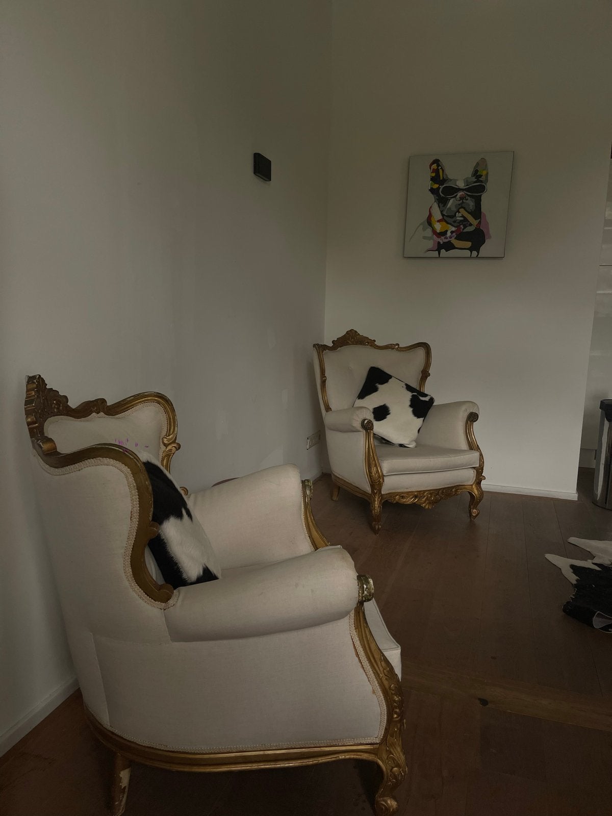 2 Barok Fauteuils Goud/Wit - Vlekken op Kussens, Huis en Inrichting, Ophalen, Gebruikt, Hout