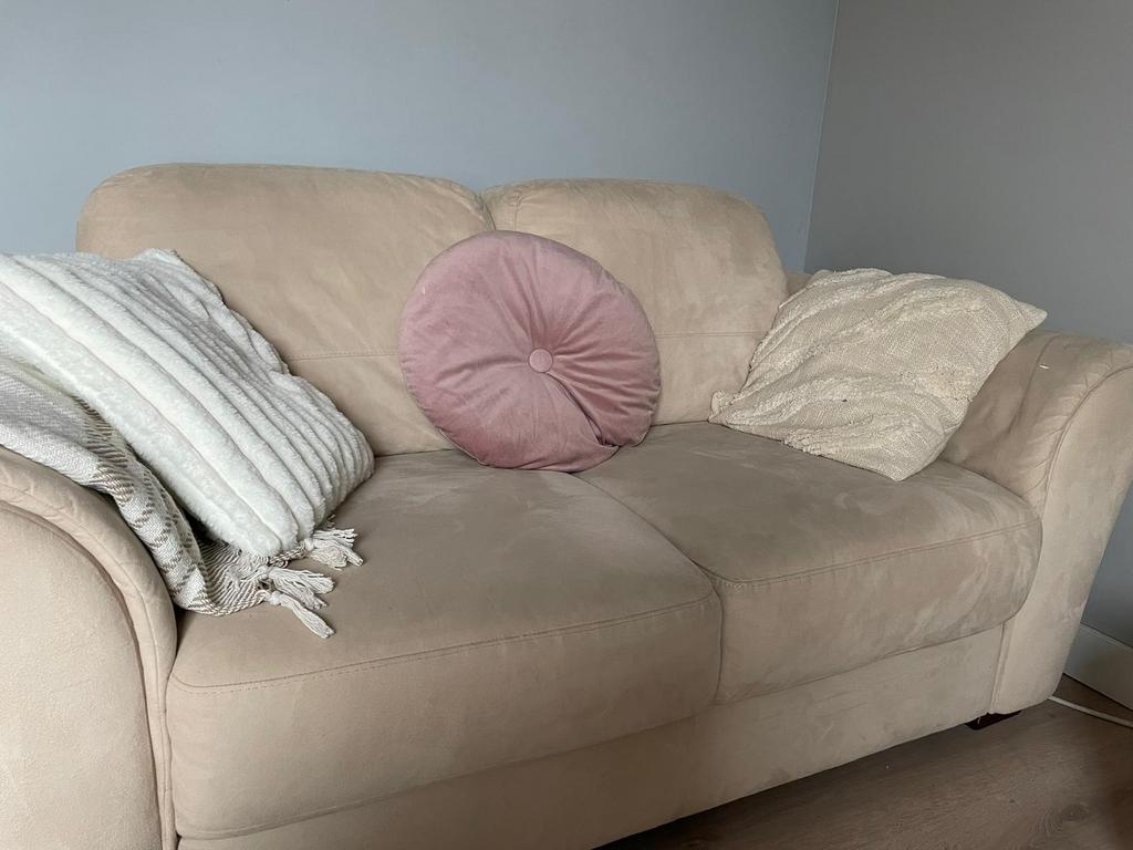 Beige tweezitsbank, Ophalen, Gebruikt, 150 tot 200 cm, Tweepersoons