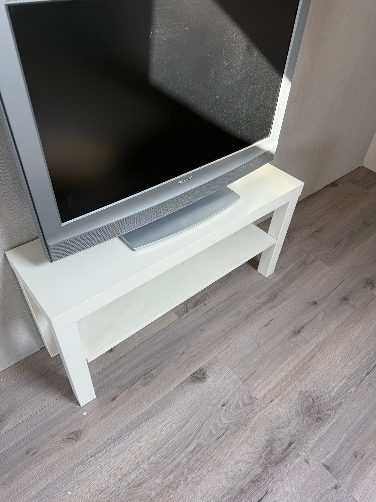 Witte TV-meubel met opbergplank, Ophalen, Gebruikt, 50 tot 100 cm, Minder dan 100 cm