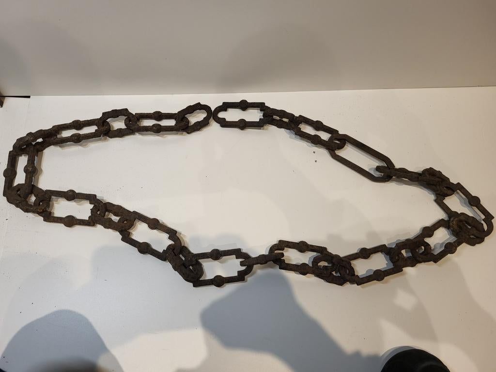 Oude ijzeren sierketting met grote schakels, Antiek en Kunst, Ophalen of Verzenden