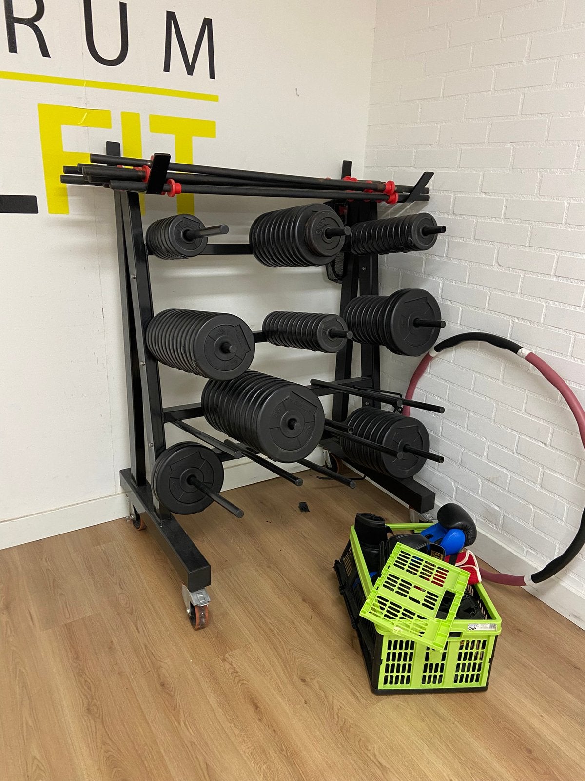 Bodypump set met rek, Sport en Fitness, Ophalen, Zo goed als nieuw