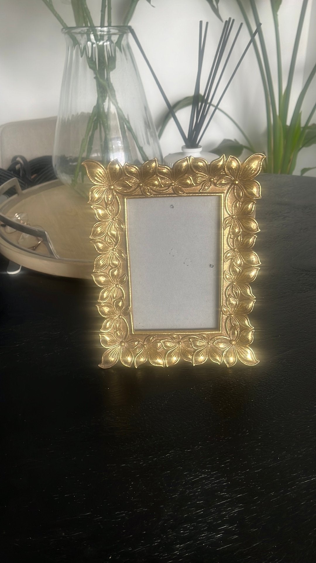 Fotolijstje goud bloem, Ophalen of Verzenden, Zo goed als nieuw, Fotolijst, Goud