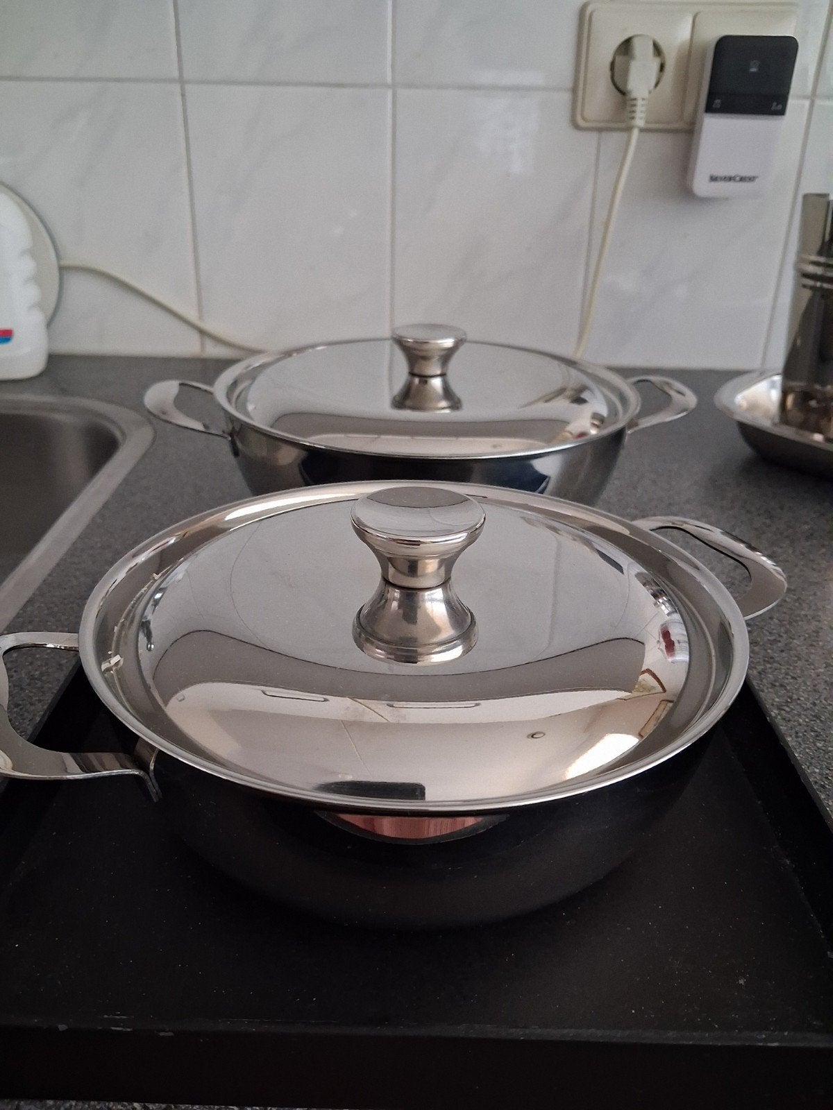 ALFRA/ALESSI DEKSCHALEN MÉT DEKSEL, Overige typen, Zilver, Ophalen of Verzenden, Zo goed als nieuw