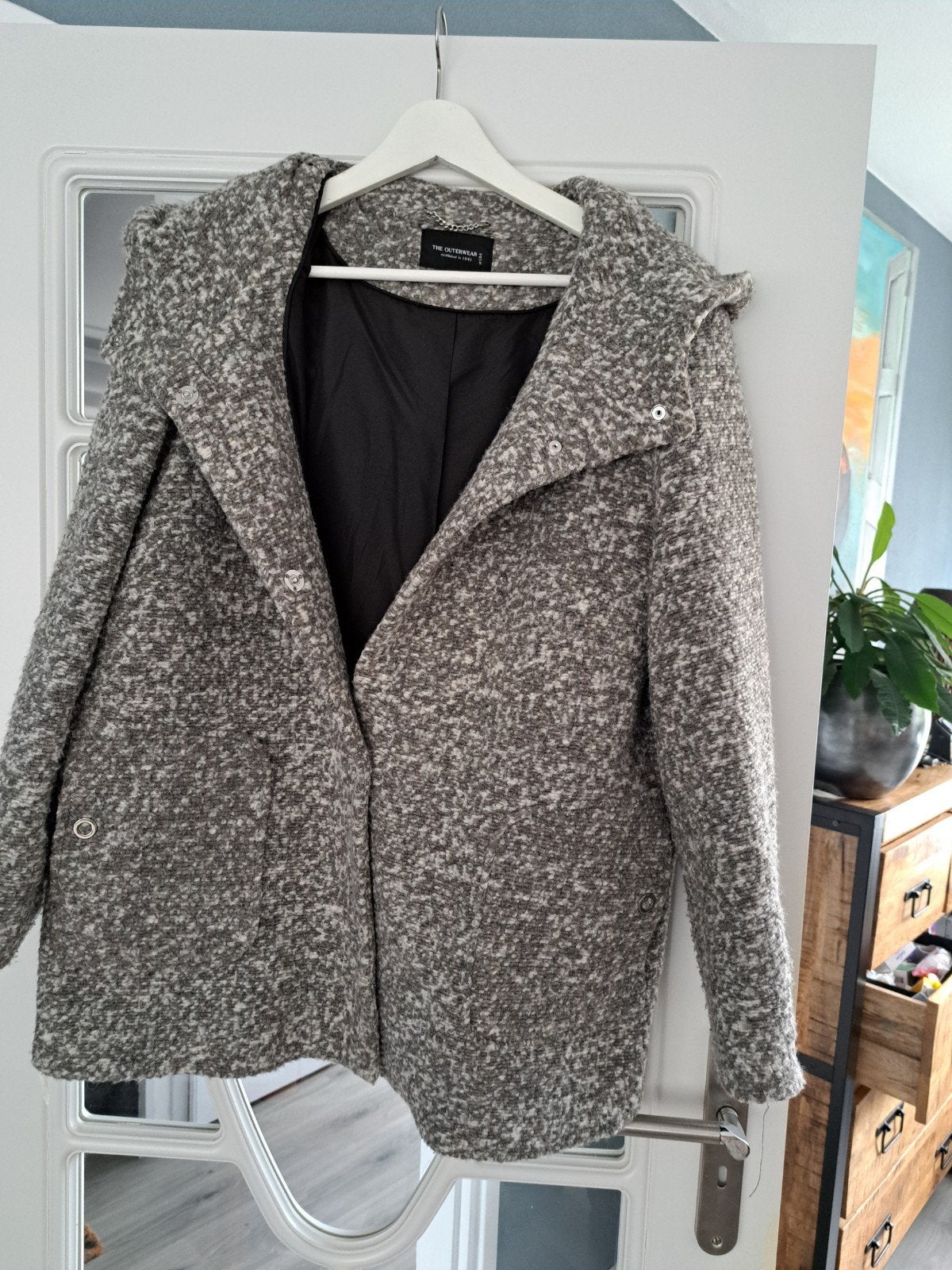C&A Grijze Wollen Jas met Capuchon - Maat 44, Kleding | Dames, C&A, Ophalen