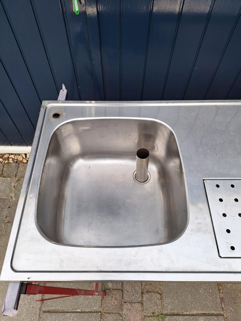 RVS lekblad met spoelbak 130x55 cm biertap tapblad mancave, Ophalen, Gebruikt, Overige merken