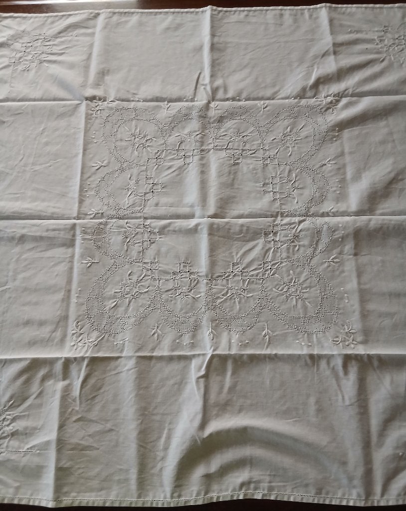 Vintage tafellaken, Geborduurd, Gebruikt, 82 cm, Vierkant