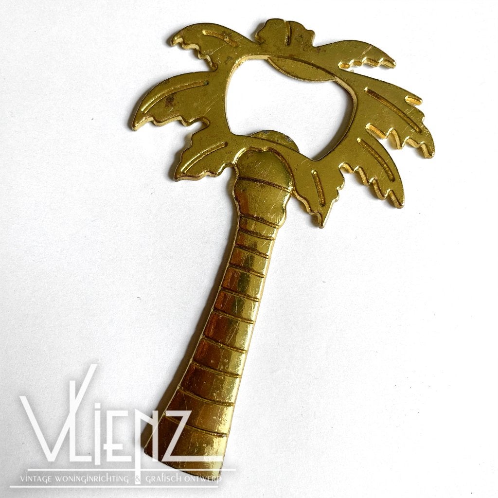 Metalen retro opener palmboom, flesopener goudkleurig, Ophalen of Verzenden, Huis en Inrichting