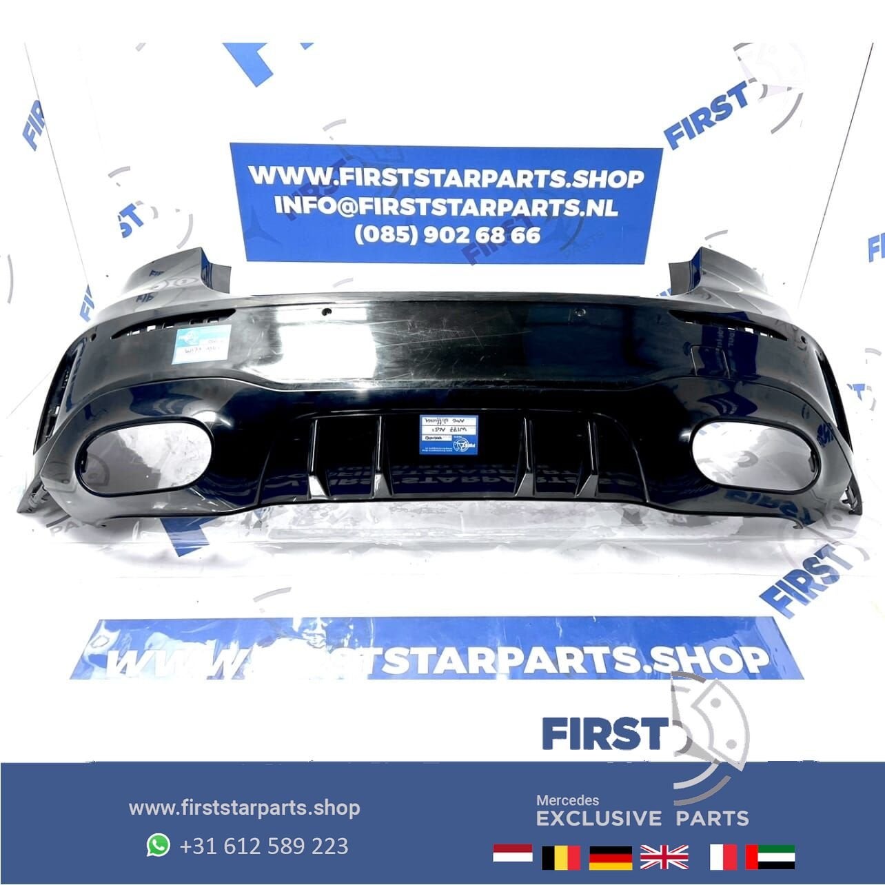 W177 BUMPER A KLASSE 2023 A45 S AMG ACHTERBUMPER ZWART/WIT/G, Auto-onderdelen, Carrosserie en Plaatwerk, Gebruikt, -, Ophalen of Verzenden
