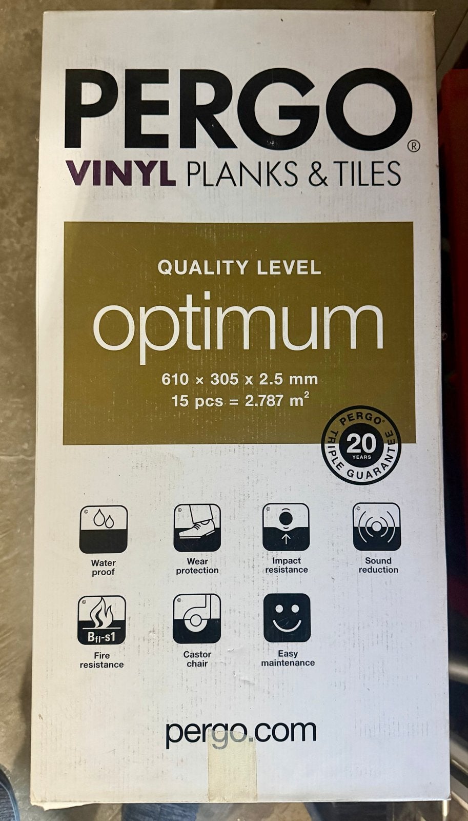 Pergo Optimum PVC vloertegels (15 pakketten) incl. 30KG lijm, Ophalen, 50 tot 150 cm, Overige typen, Nieuw