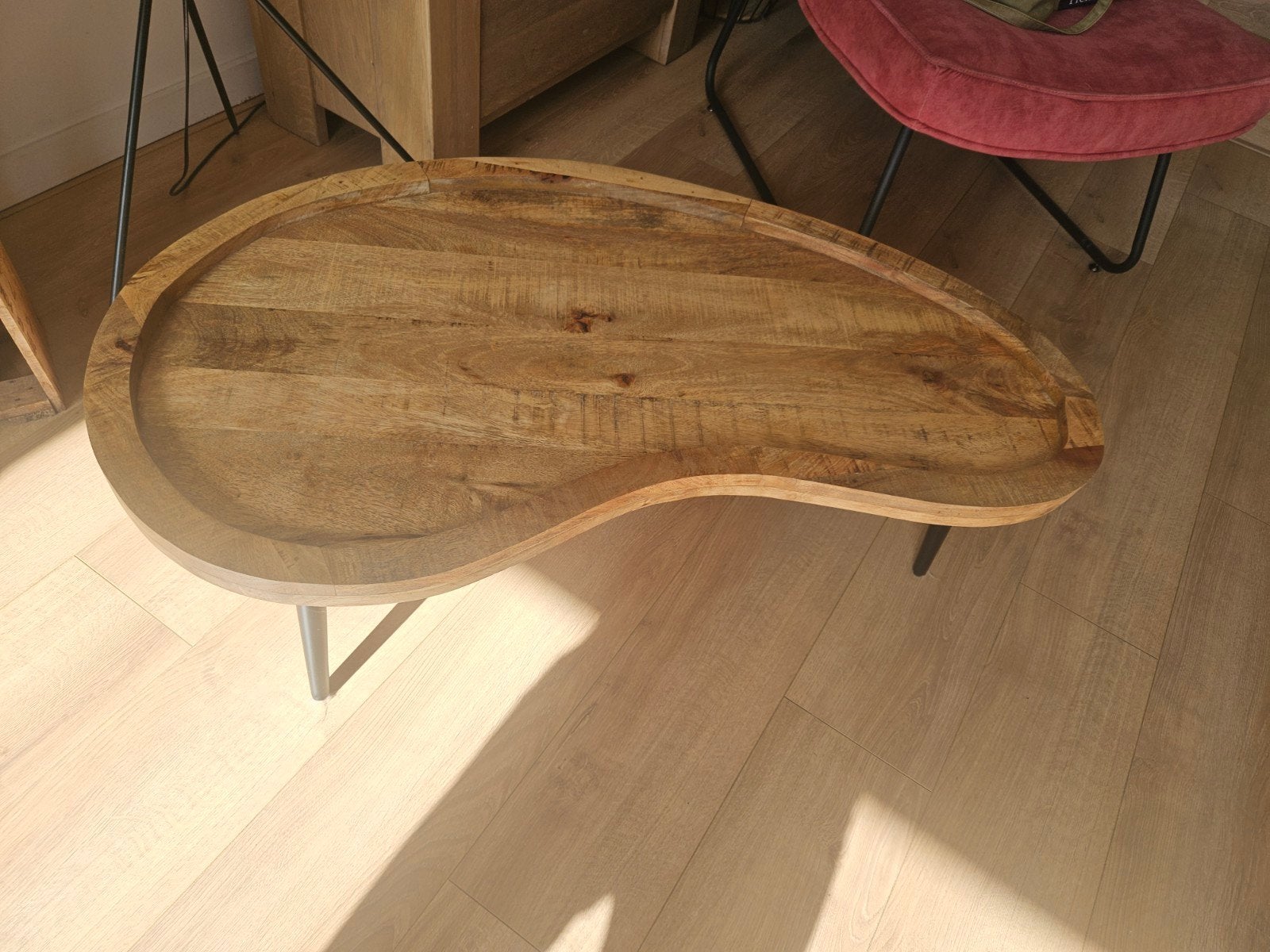 Houten salontafel, Huis en Inrichting, Tafels | Salontafels, Minder dan 50 cm, 100 tot 150 cm, Ophalen of Verzenden, Zo goed als nieuw