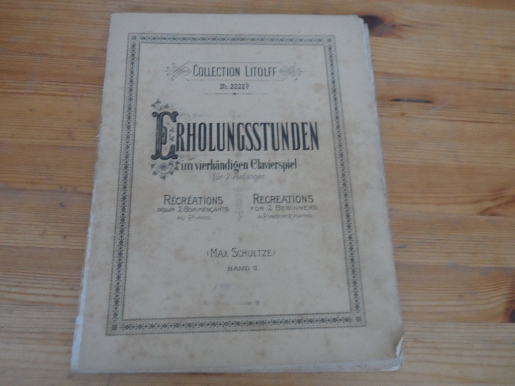 Erholungsstunden - max schultze - band 2, Muziek en Instrumenten, Gebruikt, Klassiek, Ophalen of Verzenden, Artiest of Componist