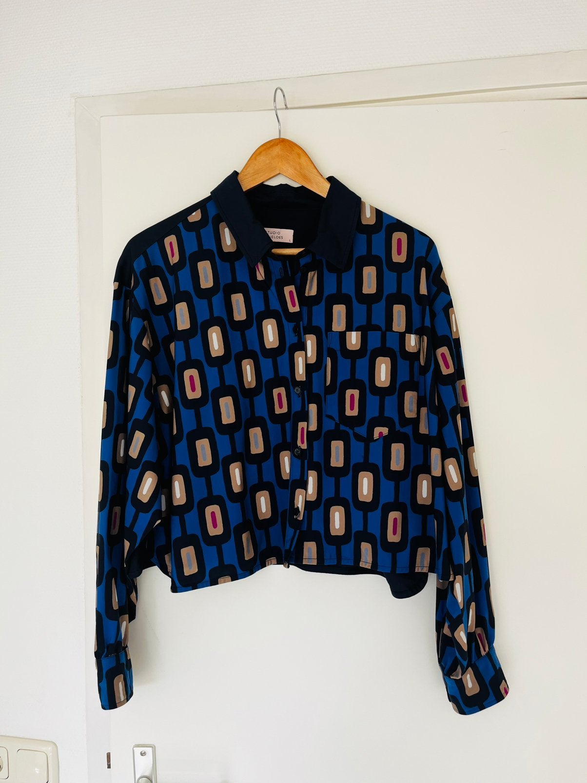 Studio Anneloes Dion Chain blouse/jacket, blauw/bruin, mt L, Ophalen of Verzenden, Zo goed als nieuw, Maat 42/44 (L), Blauw