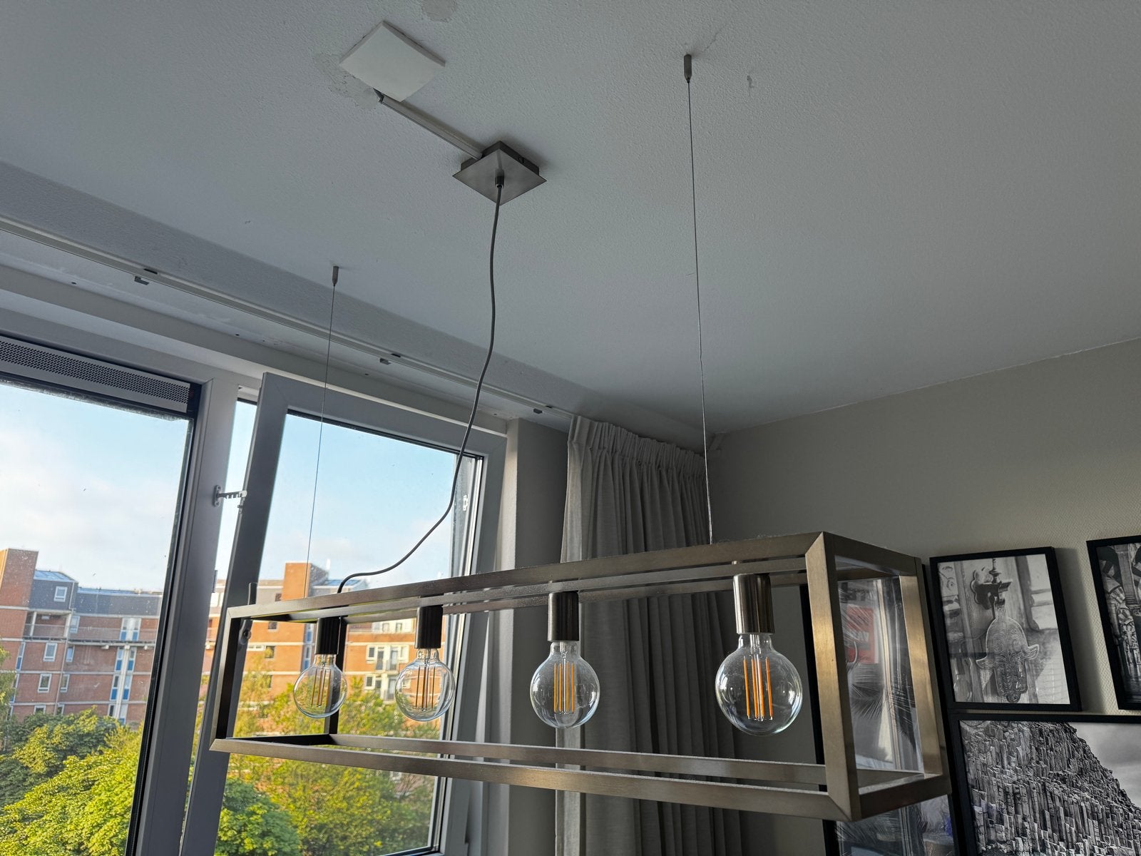 Gratis af te halen! Moderne hanglamp met 3 E27 fittingen, Ophalen, Gebruikt, Metaal, E27 (groot)