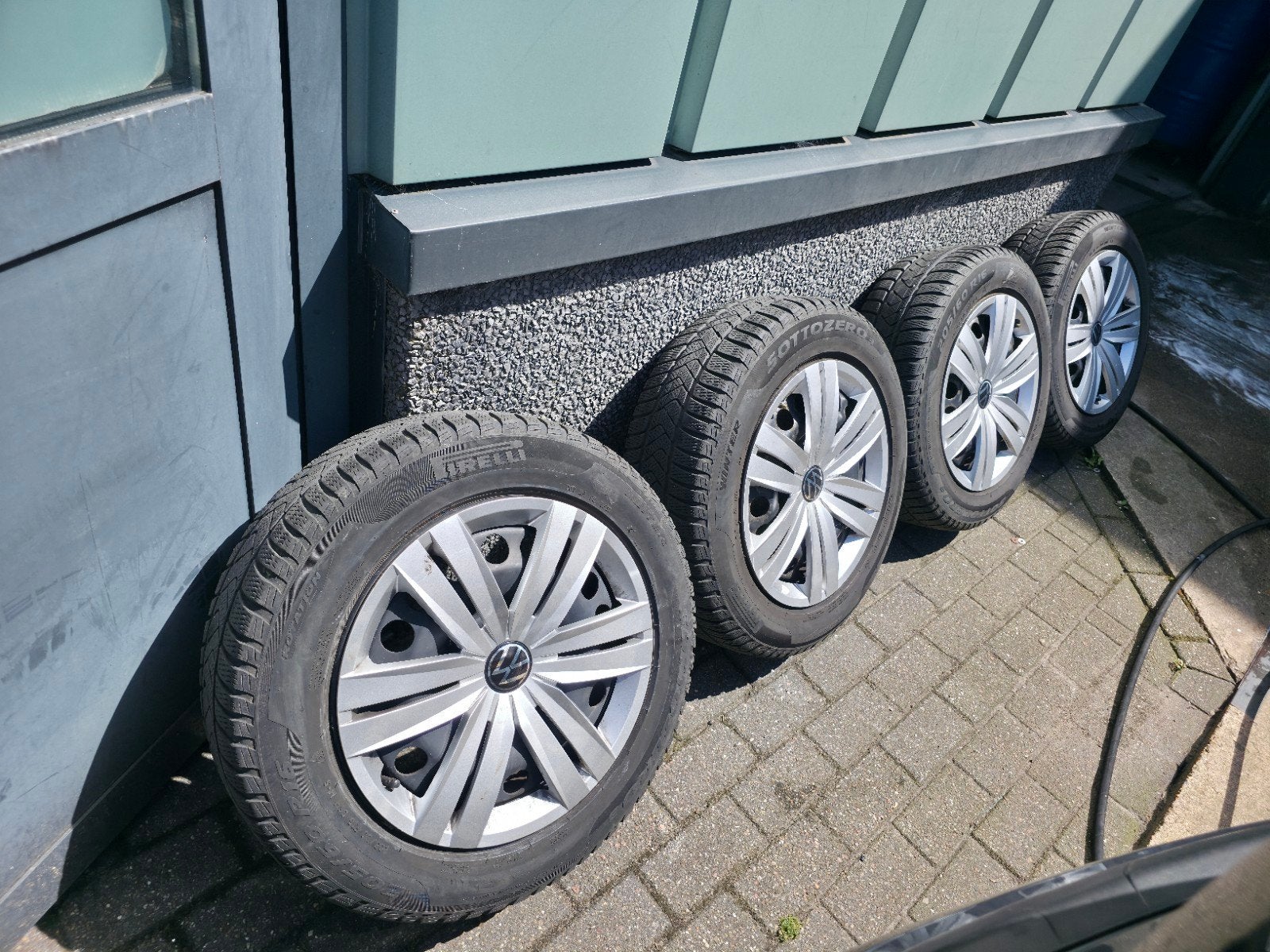 Volkswagen Touran 5x112 winterset Pirelli winterbanden, Ophalen, 16 inch, Banden en Velgen, 205 mm
