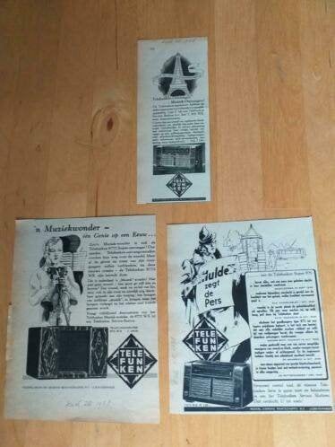 Telefunken- Advertenties uit Tijdschrift 1938, Ophalen of Verzenden, Gebruikt