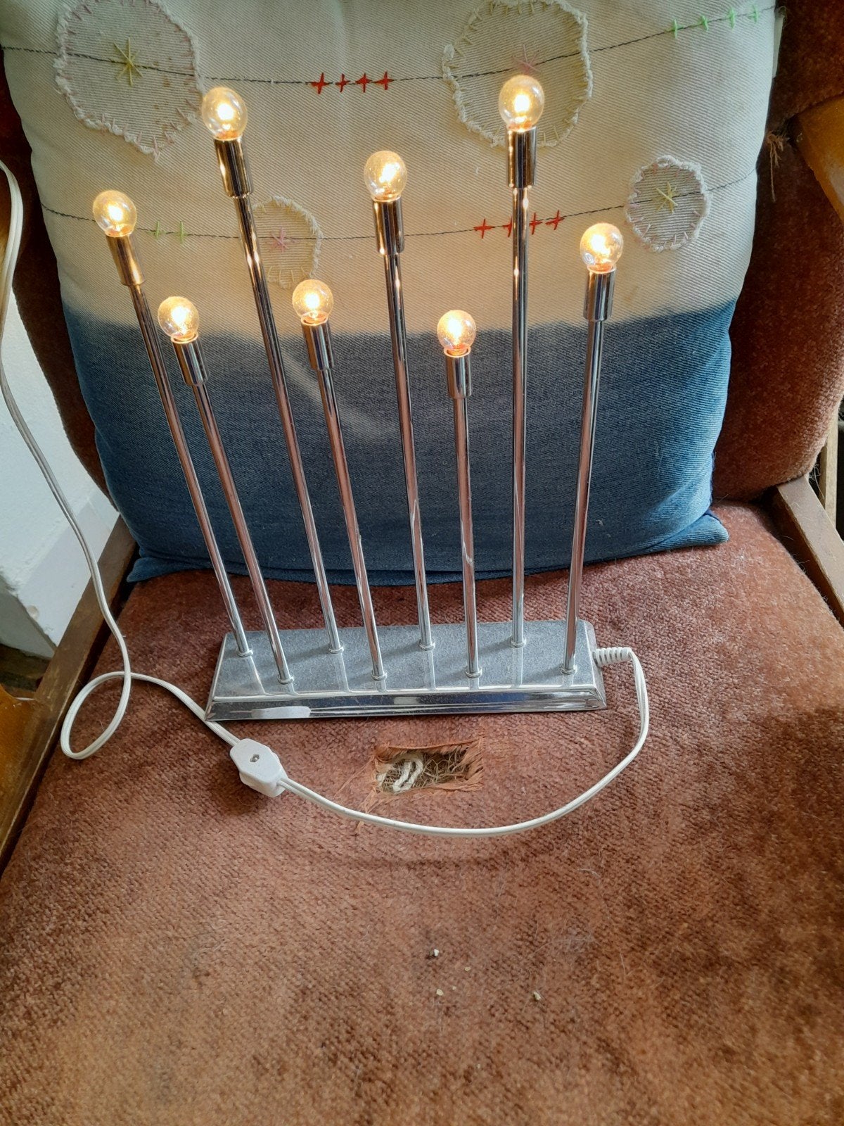 Vintage tafellamp met 8 lichtpunten - Sfeerlamp, Ophalen, Gebruikt, Vintage, Met schakelaar