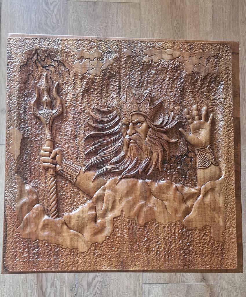 Houten Backgammon spel met Poseidon afbeelding, Ophalen of Verzenden, Minder dan 500 stukjes
