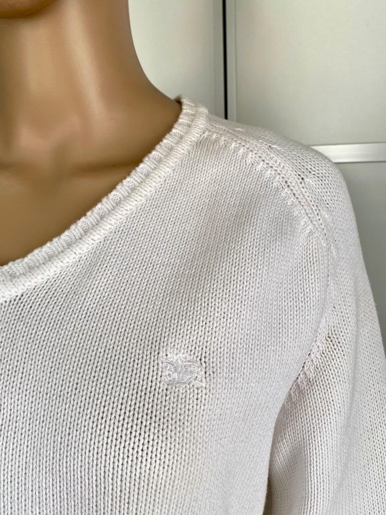J209 Originele Burberry trui maat M=38/40 wit katoen, Maat 38/40 (M), Wit, Ophalen of Verzenden, Zo goed als nieuw