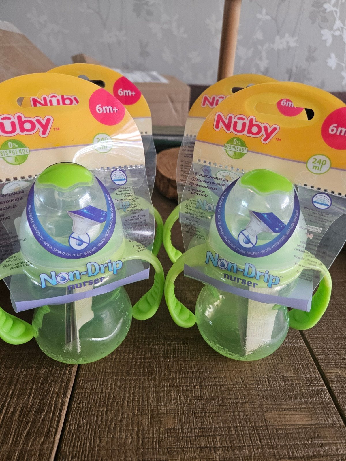 4x Nuby Groene Non-Drip Trainingsfles 240ml (6m+), Ophalen of Verzenden, Nieuw