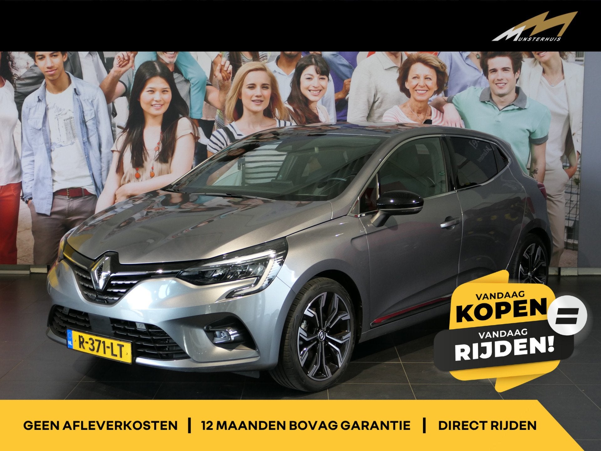 Renault Clio 1.6 E-Tech Hybrid 145 Techno - Occasion Lease v, 28 km/l, Gebruikt, Leder en Stof, Origineel Nederlands