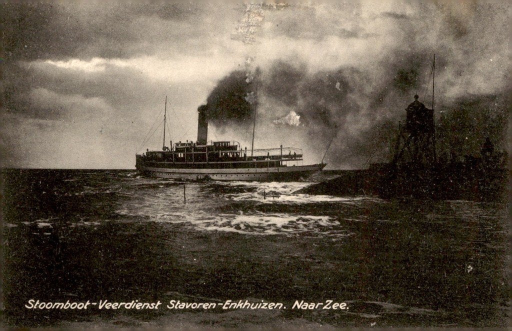 Stavoren - Enkhuizen Stoomboor - Veerdienst # 859, Verzamelen, Ophalen of Verzenden, 1920 tot 1940, Gelopen, Noord-Holland