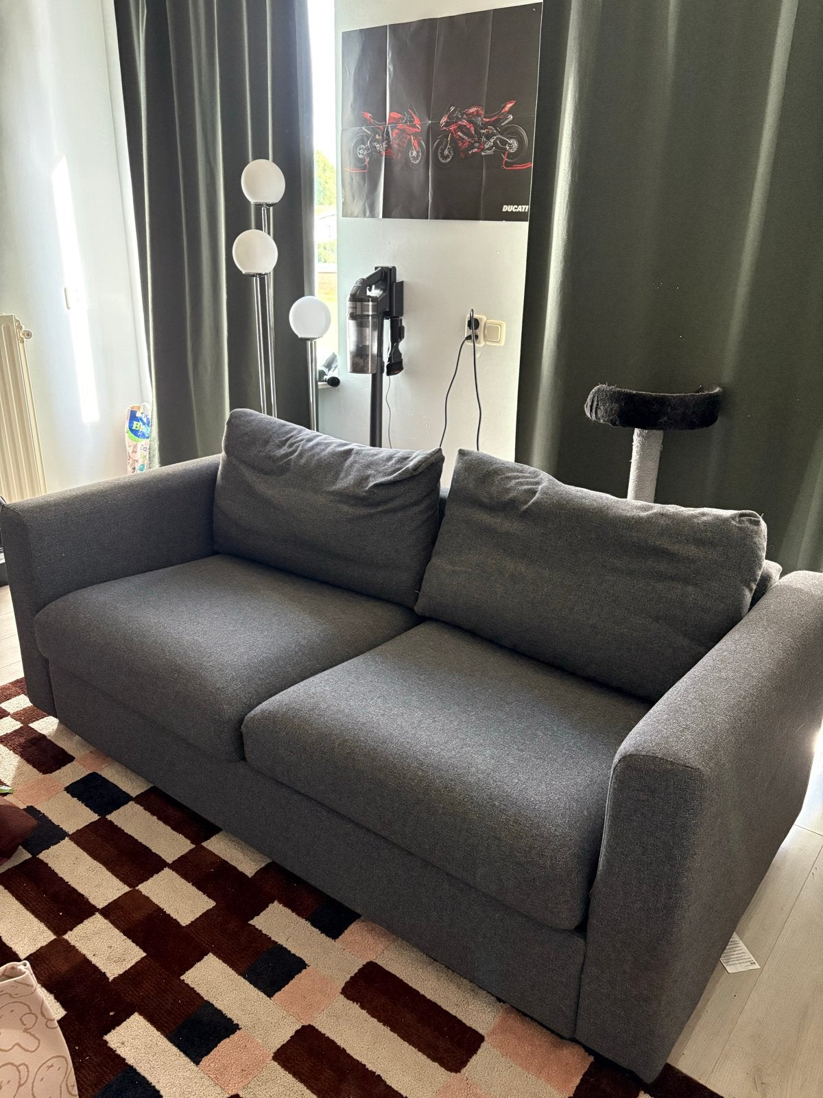 IKEA VIMLE 2-zits slaapbank - Midden grijs, Ophalen, Tweepersoons, Zo goed als nieuw, 200 cm