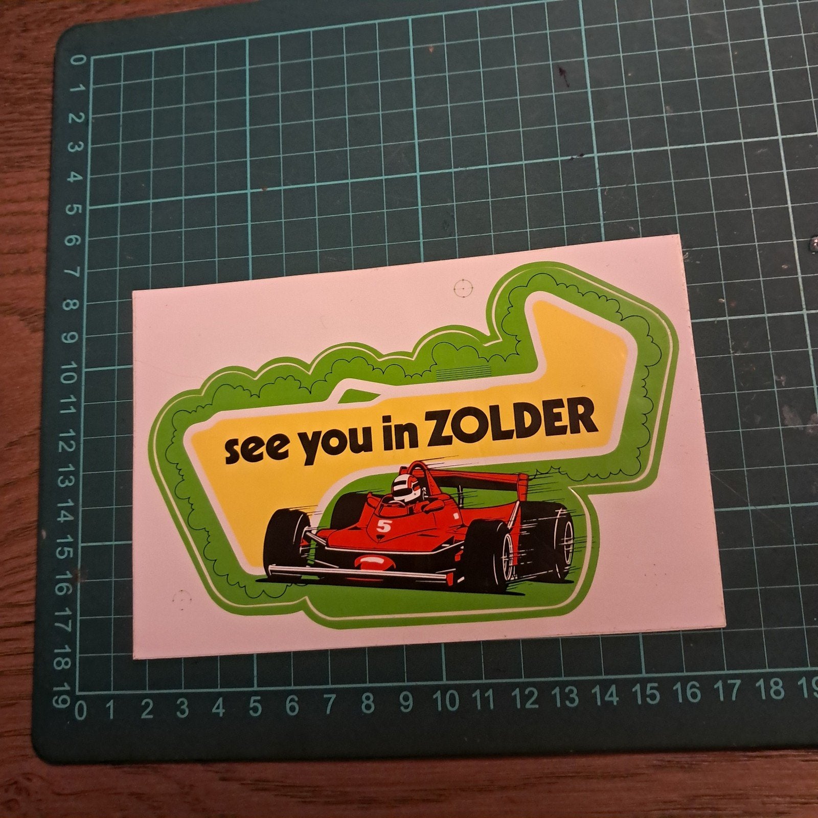 Vintage sticker jaren 80 - See you in Zolder raceauto, Ophalen of Verzenden, Gebruikt, Auto of Motor