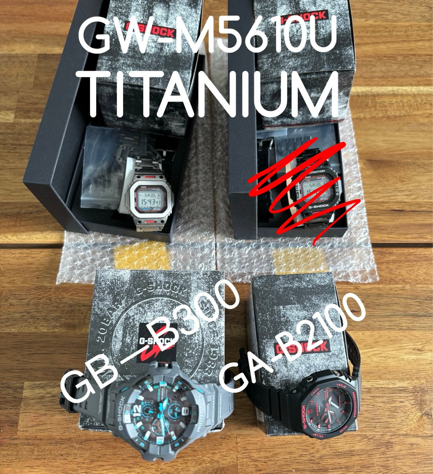 4x Casio G-Shock GW-M5610U GR-B300 GA-B2100 zgan, Casio, Kunststof, Polshorloge, Kunststof