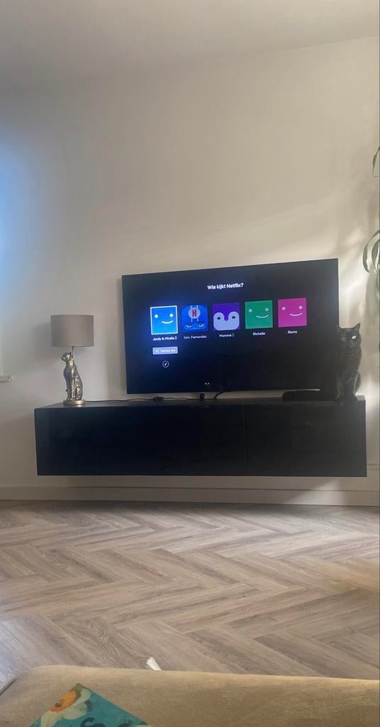 Tv meubel Besta, hoogglans zwartbruin. IKEA, Ophalen, Overige materialen, Gebruikt, 150 tot 200 cm