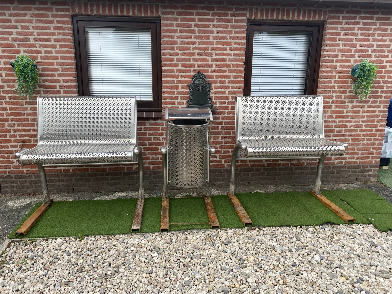6 x RVS Tuinbanken/ 2 x RVS prullenbakken !!!, Tuin en Terras, Ophalen, RVS, Gebruikt, RVS
