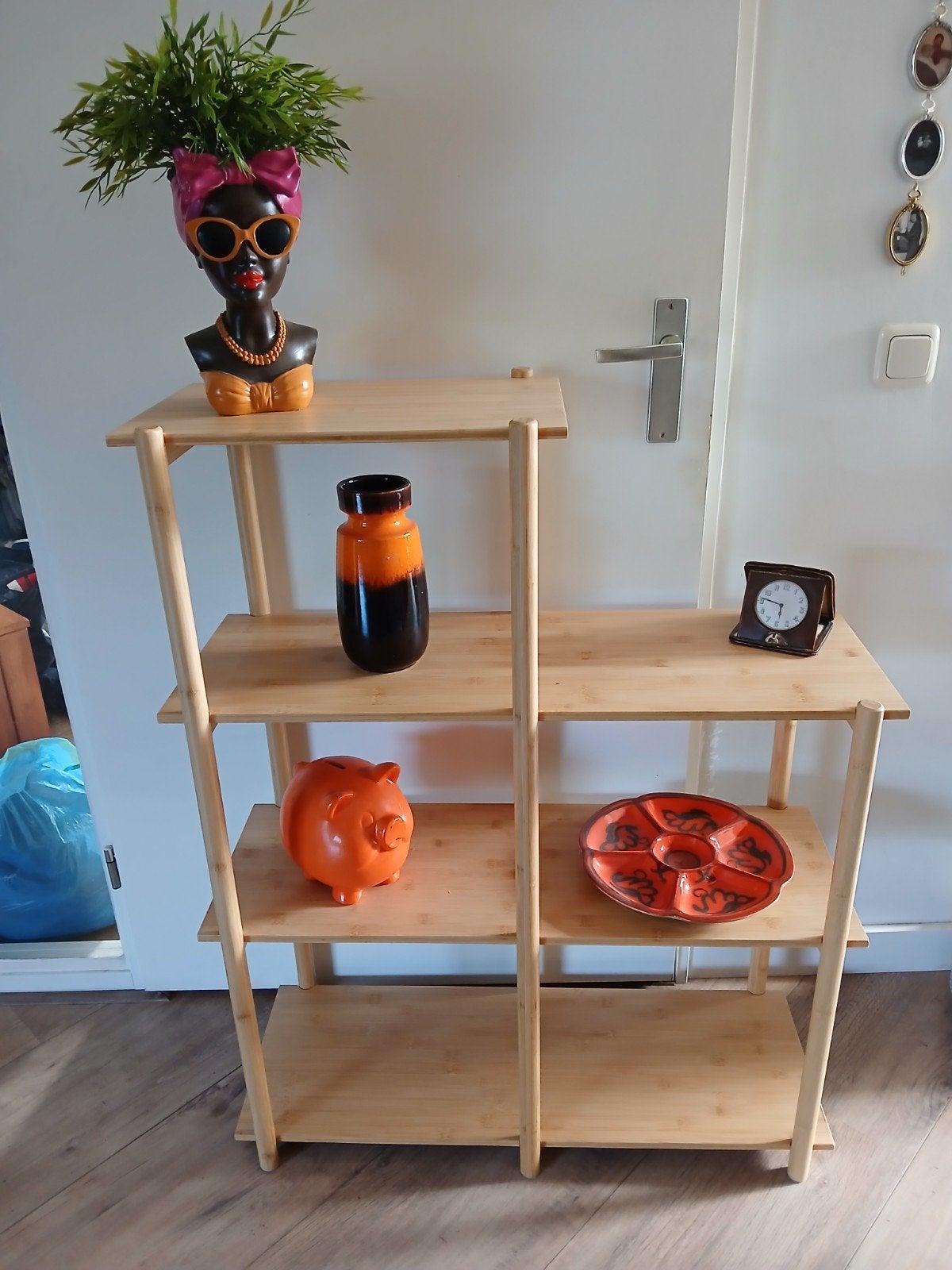 vintage stokkenkast vakkenkast, Ophalen, Gebruikt
