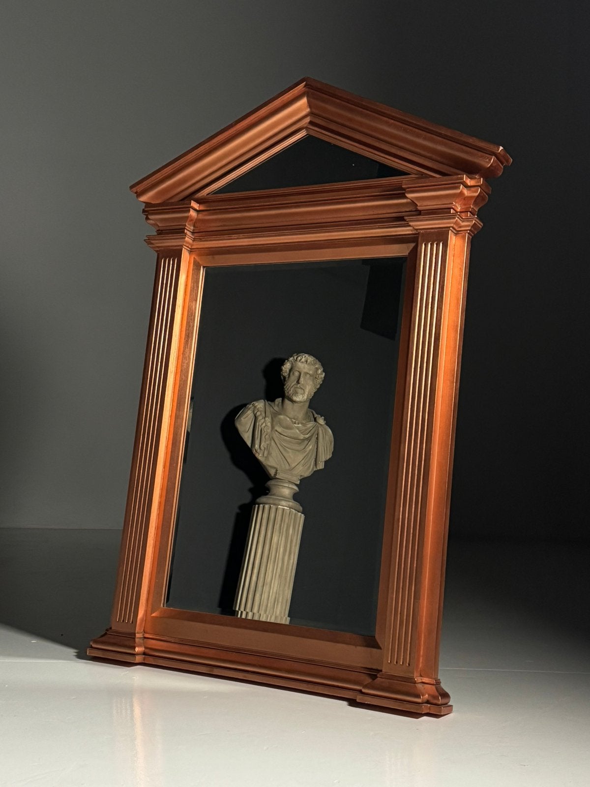 Neoklassieke spiegel koperkleur, Ophalen of Verzenden, Rechthoekig, Minder dan 50 cm