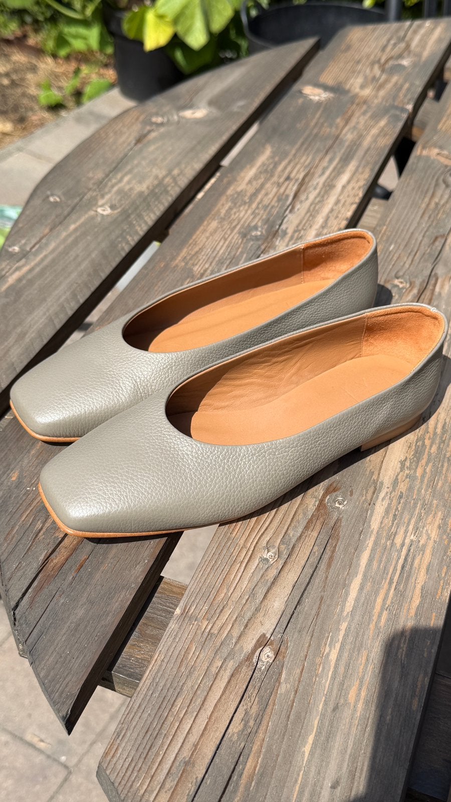 Grijze leren ballerina’s maat 38, Nieuw, Grijs, Ballerina's, Ophalen of Verzenden