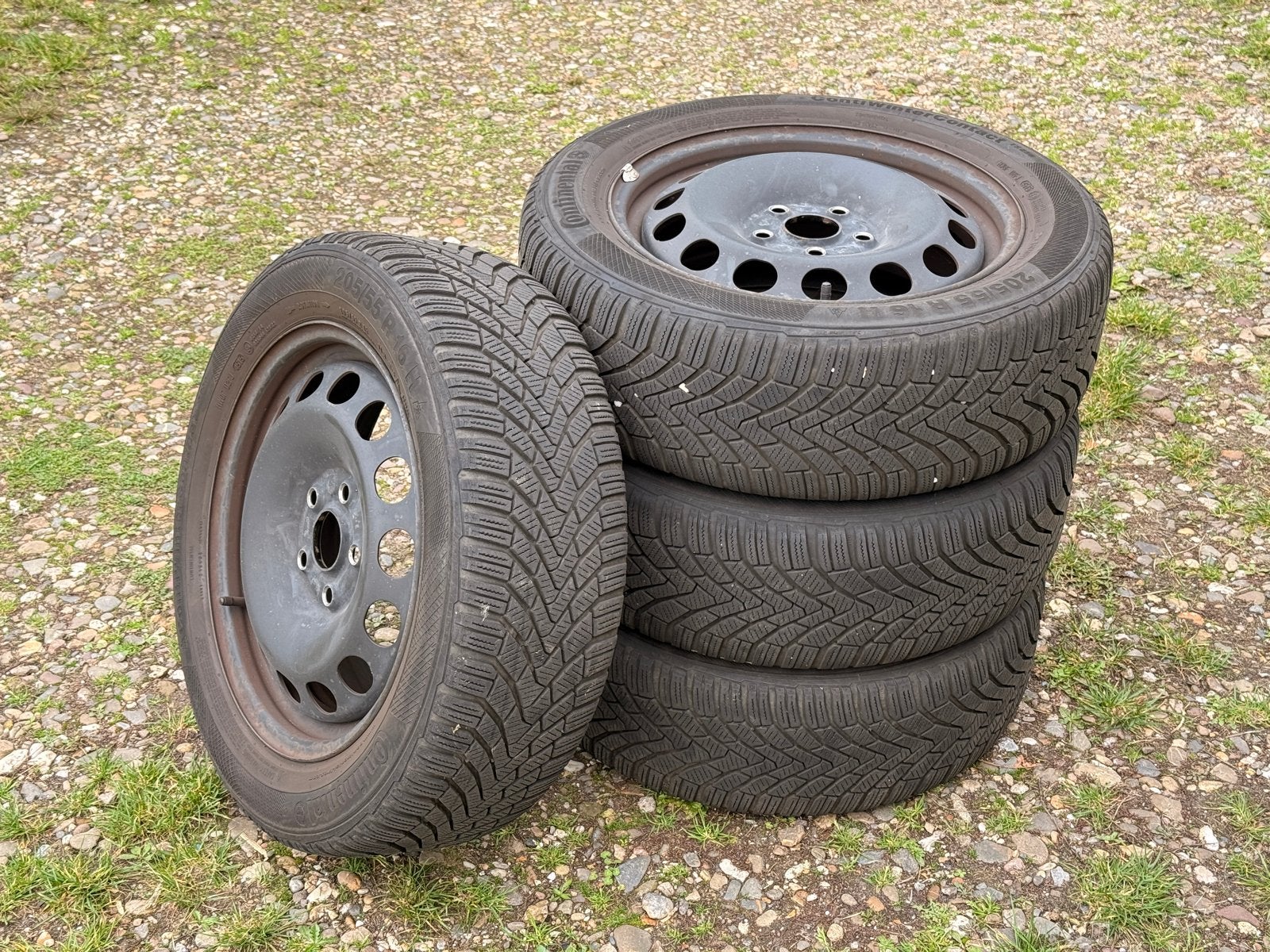 Continental Winterbanden 205/55R16H VW Golf, Auto-onderdelen, Ophalen, Gebruikt, 16 inch, Banden en Velgen