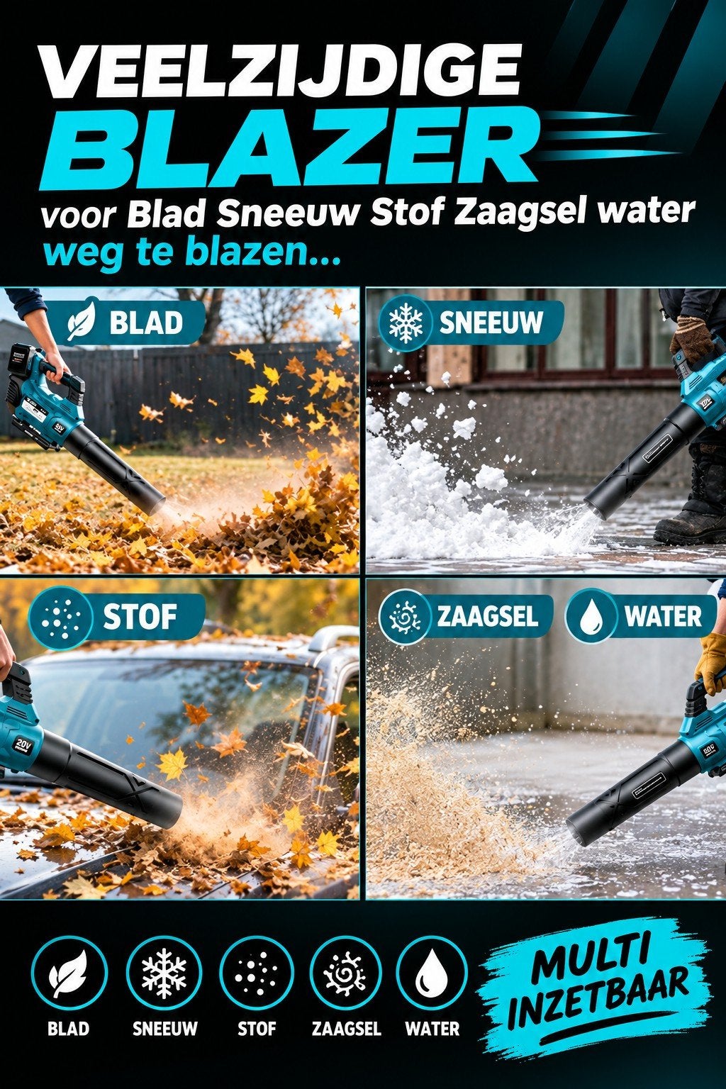 Bladblazer met 4x 5.2Ah Accu's.Makita Compatible., Tuin en Terras, Nieuw, Ophalen of Verzenden, Seesii for Makita®, Accu