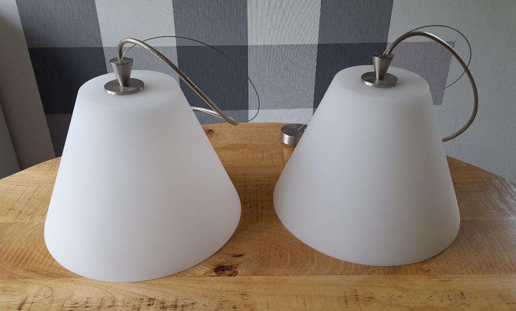 Hanglampen melkglas rvs, Ophalen, Gebruikt, Glas, Minder dan 50 cm