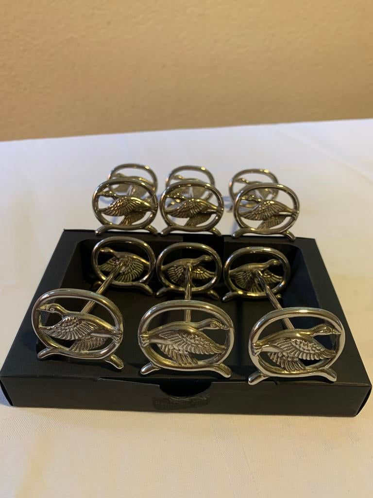 6 Messenleggers. Met Eenden Figuurtjes. Verzilverd., Ophalen of Verzenden, Zo goed als nieuw, Zilver, Overige materialen