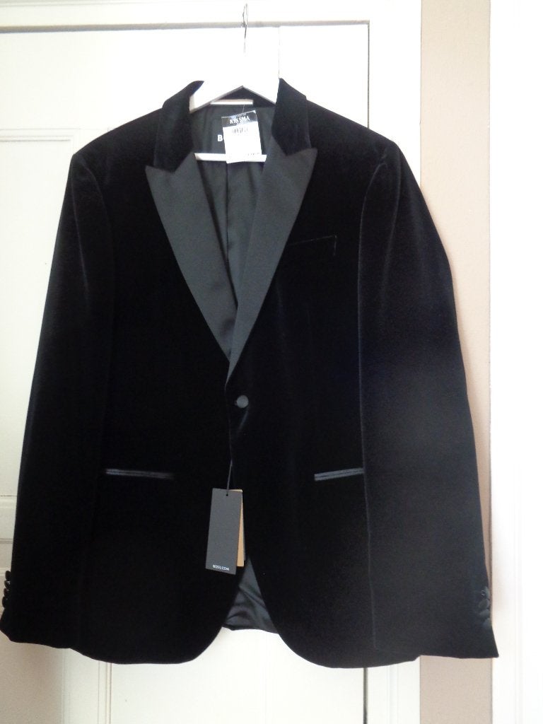 HUGO BOSS fluwelen colbertjasje:mt 52 (zie info), Kleding | Heren, Kostuums en Colberts, Maat 52/54 (L), Zwart, Nieuw, Ophalen of Verzenden